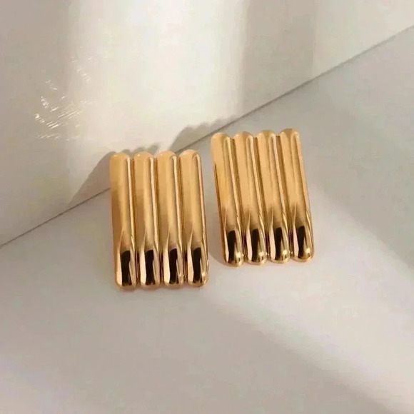 Preppy Women's 1 Pair Vintage Waterproof Stainless Steel Ribbed Earrings - Picture 4 of 9